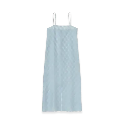 AURALEE Women's Sheer Silk Cotton Cut Jacquard Camisole Dress "Light Blue"