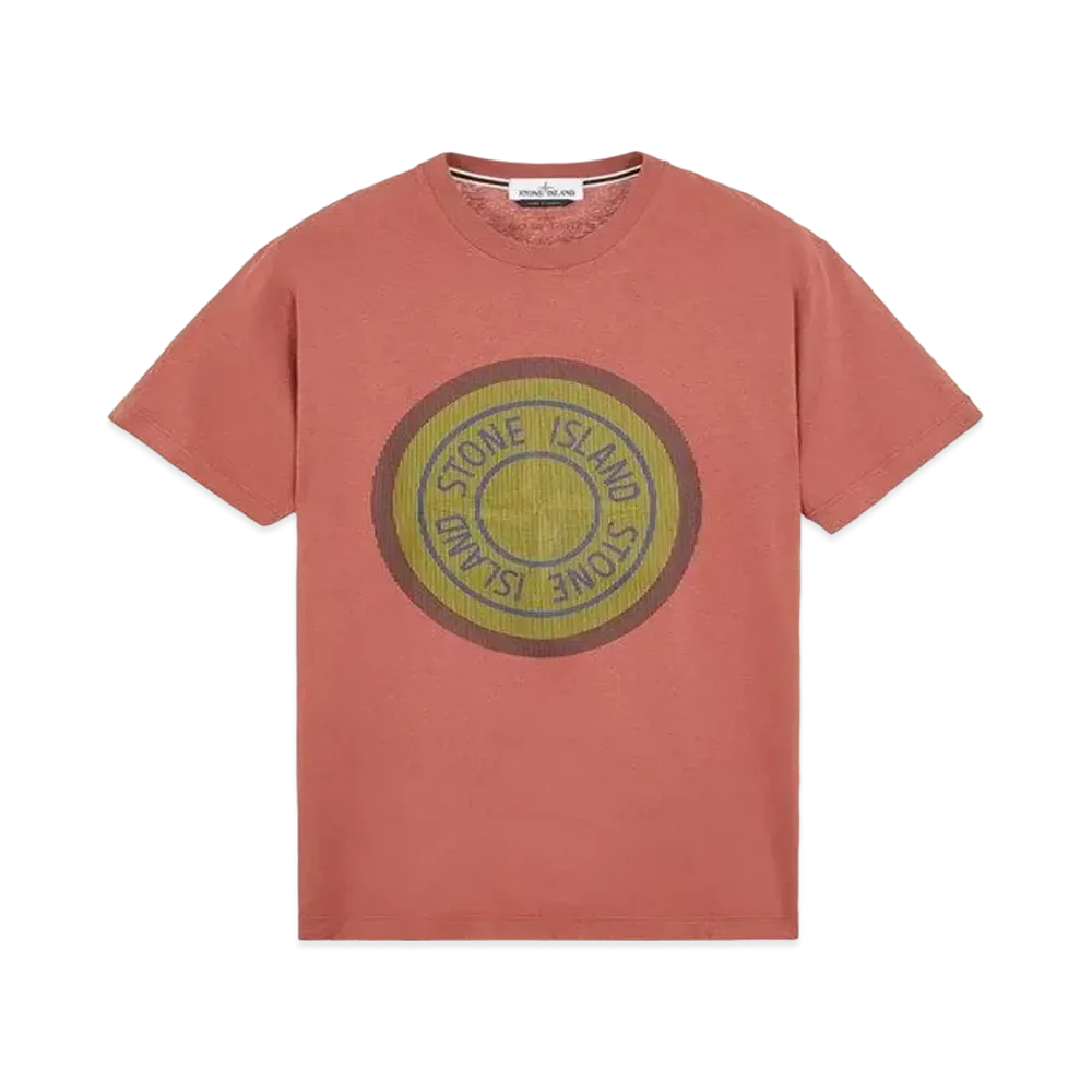 Stone Island 2NS89 COTTON JERSEY, 'LENTICULAR TWO' PRINT_SLIM FIT "Brick Red"