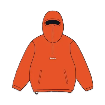 Supreme Polartec Facemask Half Zip Hooded Sweatshirt "Orange"