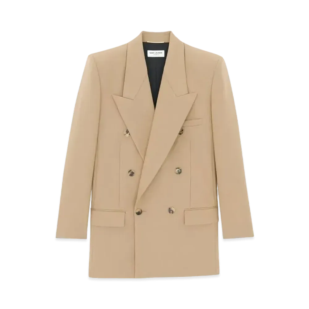 Saint Laurent Women's Jacket in Wool Gabardine "Beige"