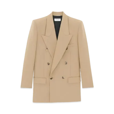 Saint Laurent Women's Jacket in Wool Gabardine "Beige"
