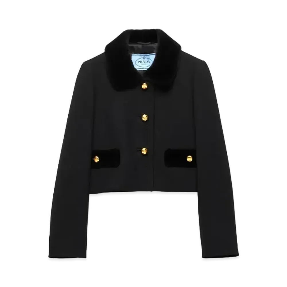 PRADA Women's Natte Single-Breasted Jacket "Black"