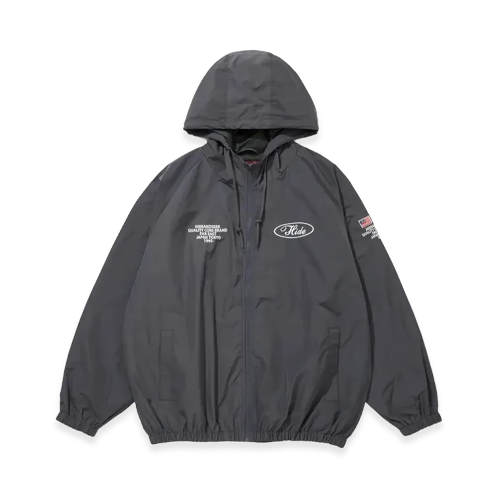 Hide and Seek Nylon Zip Hooded Jacket(26SS) "Charcoal Grey"