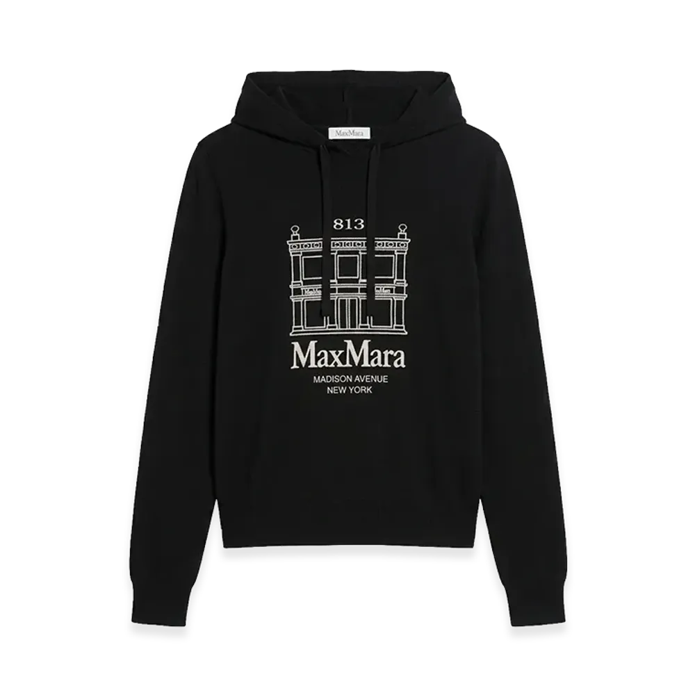 S Max Mara Women's Ultimo Knit Hoodie "Black"