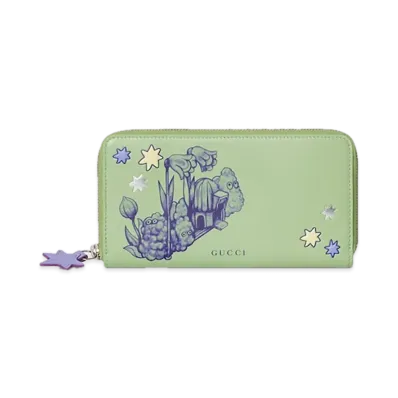 GUCCI x Higuchi Yuko Bicolor Zip Around Wallet Japan Exclusive "Light Green/Purple"