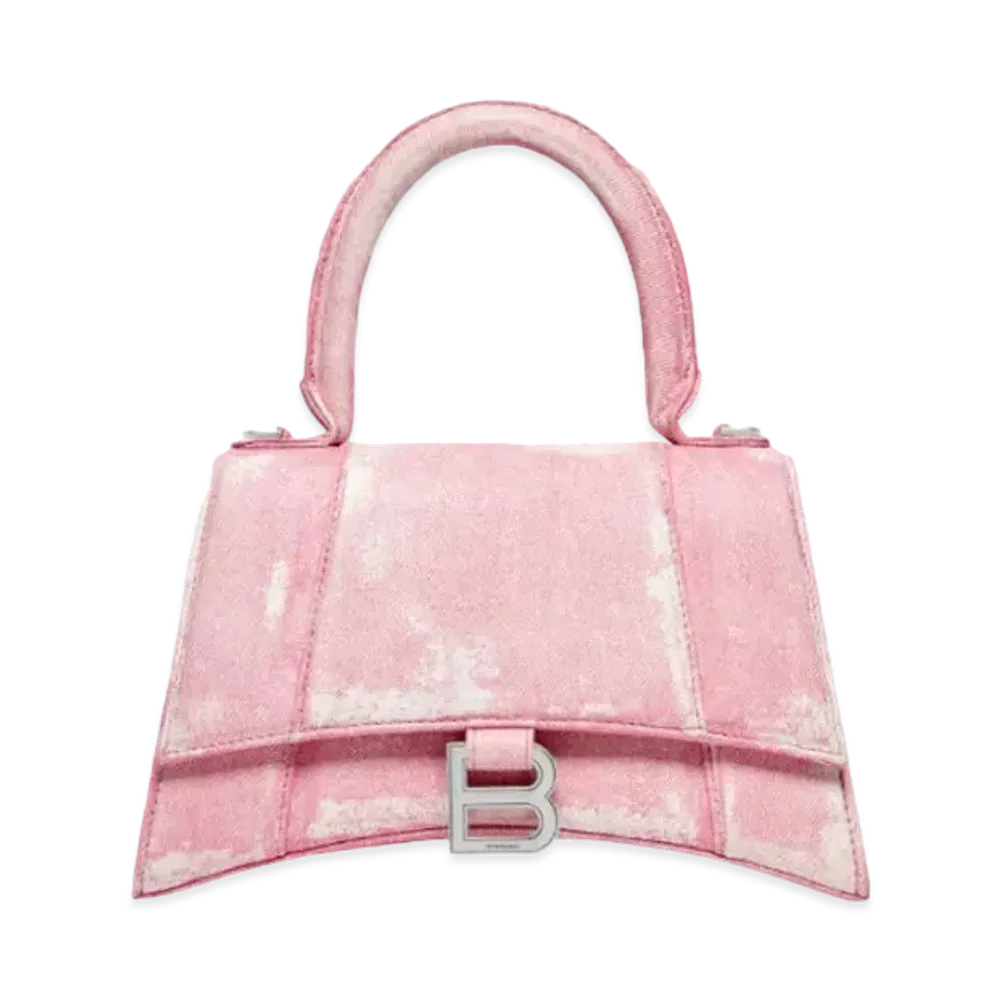 BALENCIAGA Hourglass Denim Small Handbag "Pink"