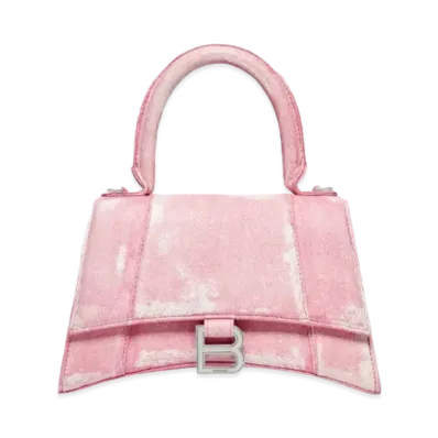 BALENCIAGA Hourglass Denim Small Handbag "Pink"