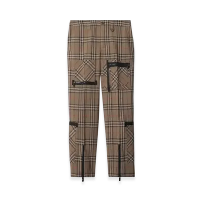 Burberry Check Silk Blend Cargo Trousers "Brush"