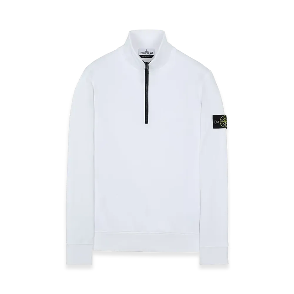 Stone Island 61951 Cotton Fleece Garment Dyed Half Zip Sweatshirt - 22SS "White"