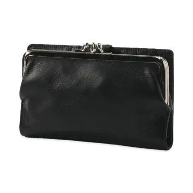 Yohji Yamamoto SEMI GLOSS LEATHER A CLASP LONG WALLET "Black"