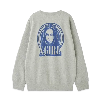 X-Girl Circle Background Face Logo Big Sweat Top "Ash"