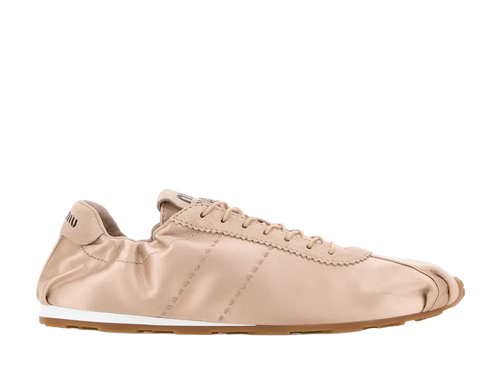 MIU MIU Women's Plume Satin Sneakers "Powder Pink"