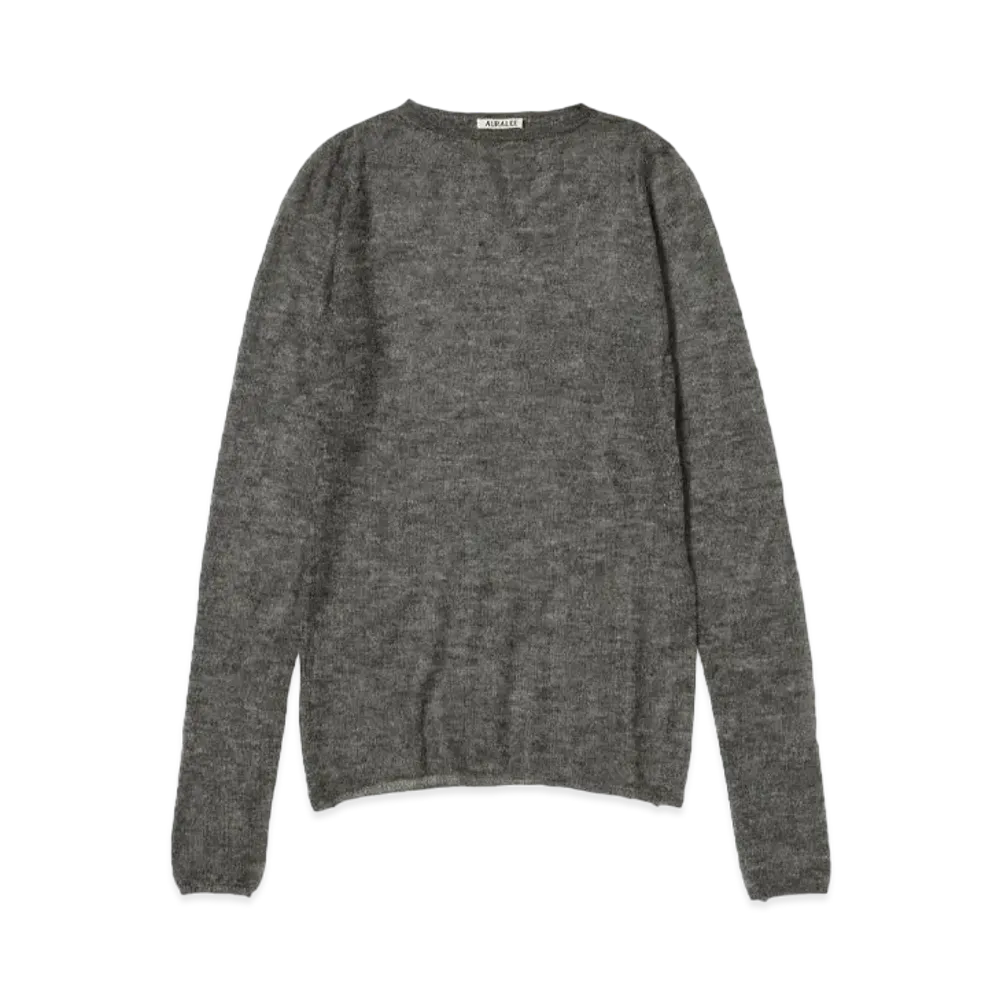 AURALEE Kid Mohair Sheer Knit Boat Neck P/O "Top Charcoal"
