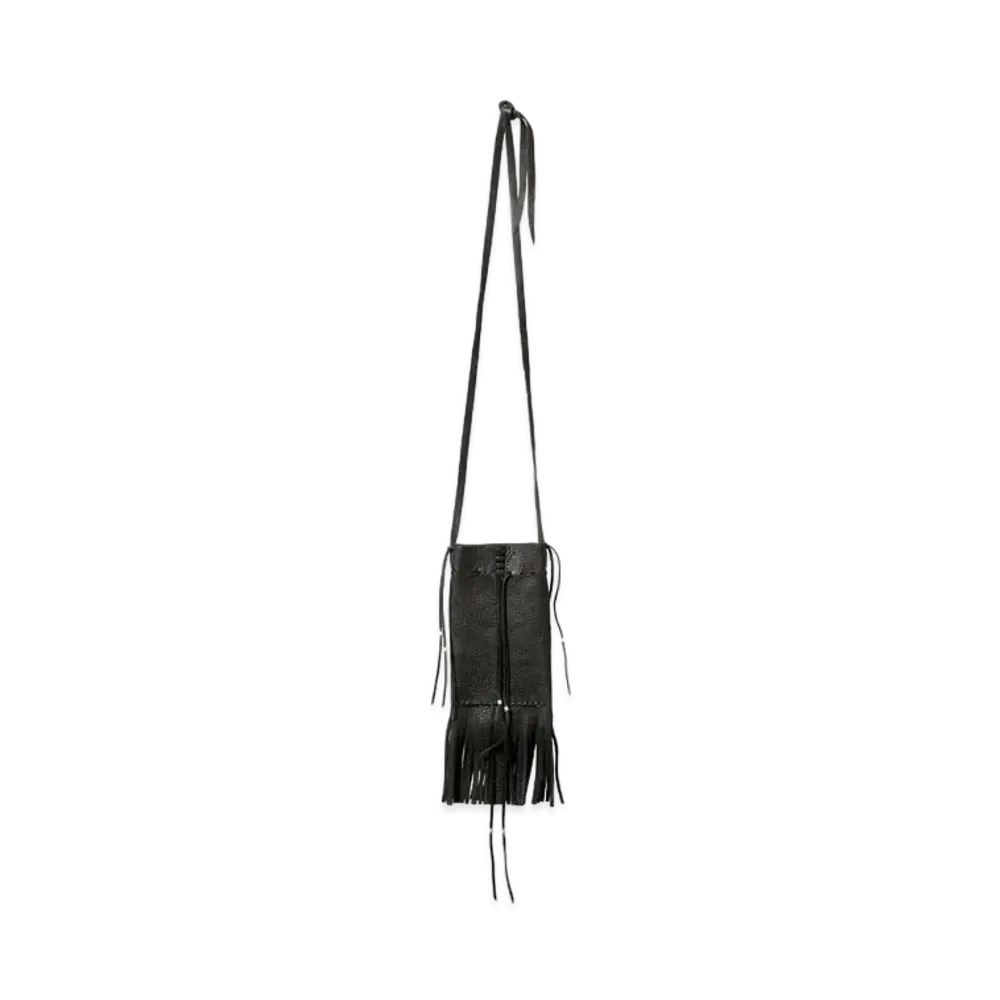 Needles x AMARILLO Fringed Neck Pouch - Deerskin "Black/White"