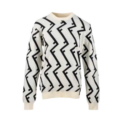 FENDI Geometric FF Wool Sweater "Ivory/Black"