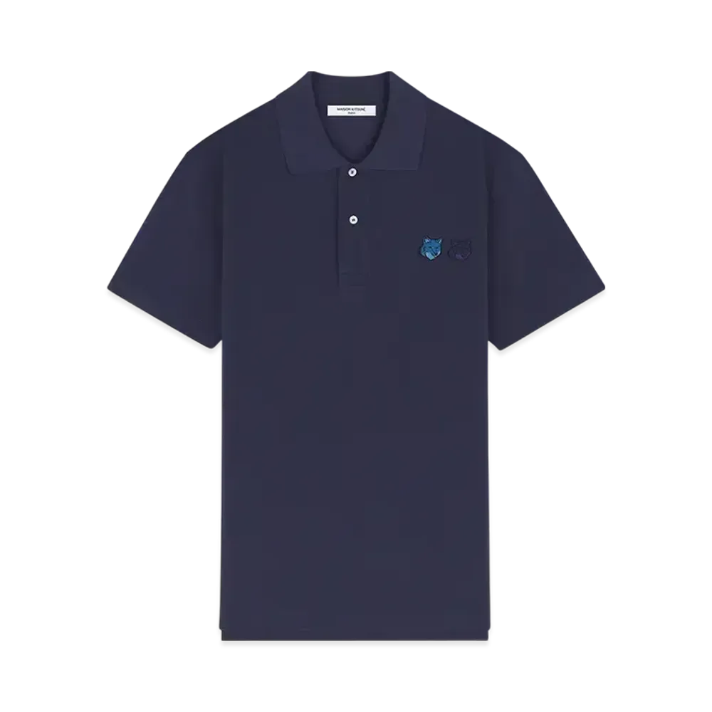 Maison Kitsune Double Bold Fox Head Patch Comfort Polo "Ink Blue"