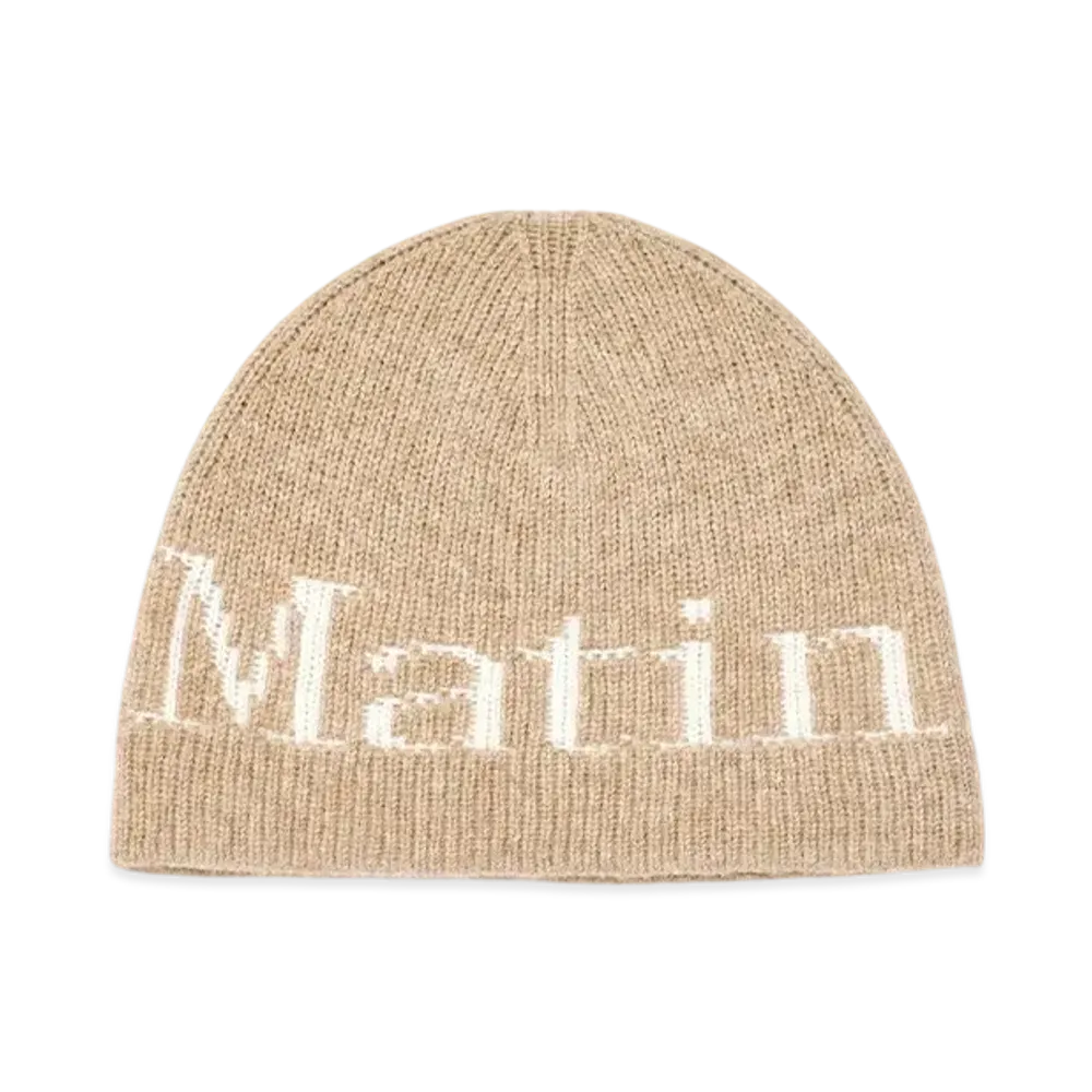 Matin Kim Logo Jacquard Knit Beanie "Beige"