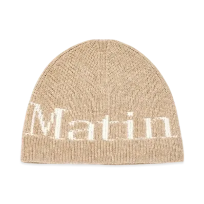 Matin Kim Logo Jacquard Knit Beanie "Beige"
