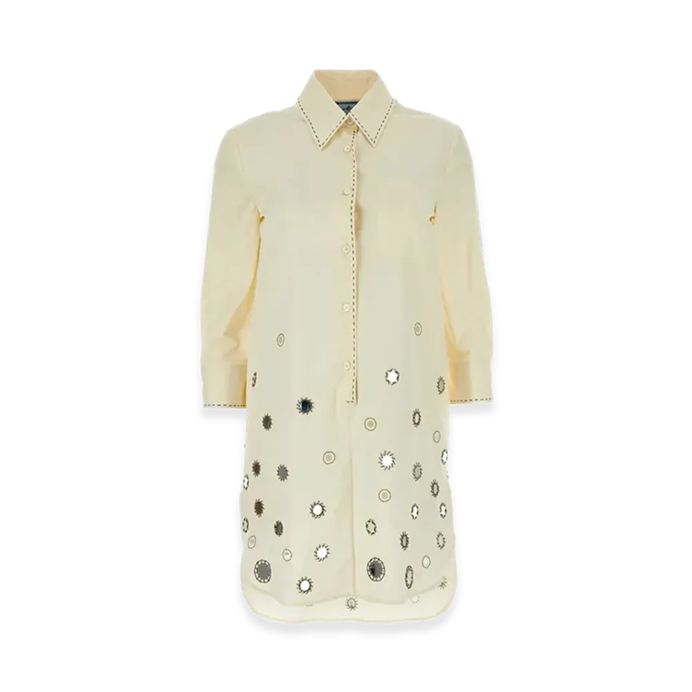 PRADA Women's Cotton Shirt Dress "Beige"