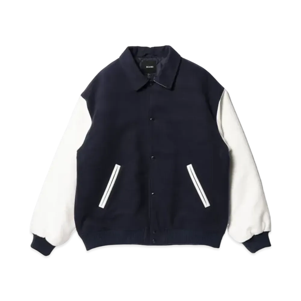 BEAMS Fleece Stadium Coach Jacket "Navy/White"