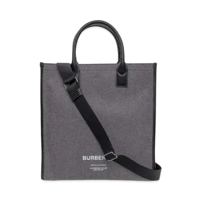 Burberry Horse Ferry Print Cotton Canvas Tote "Black/Grey"