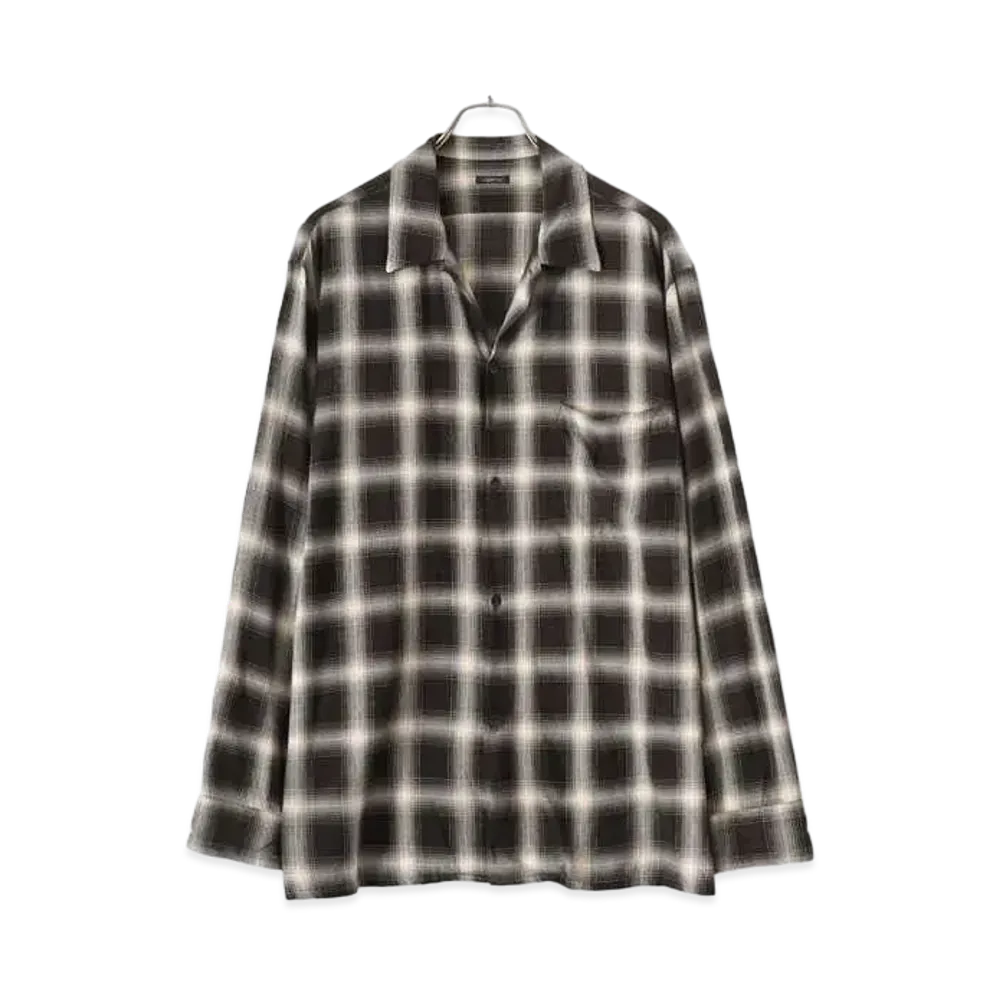 COMOLI Rayon Check Open Collar Shirt "Check"