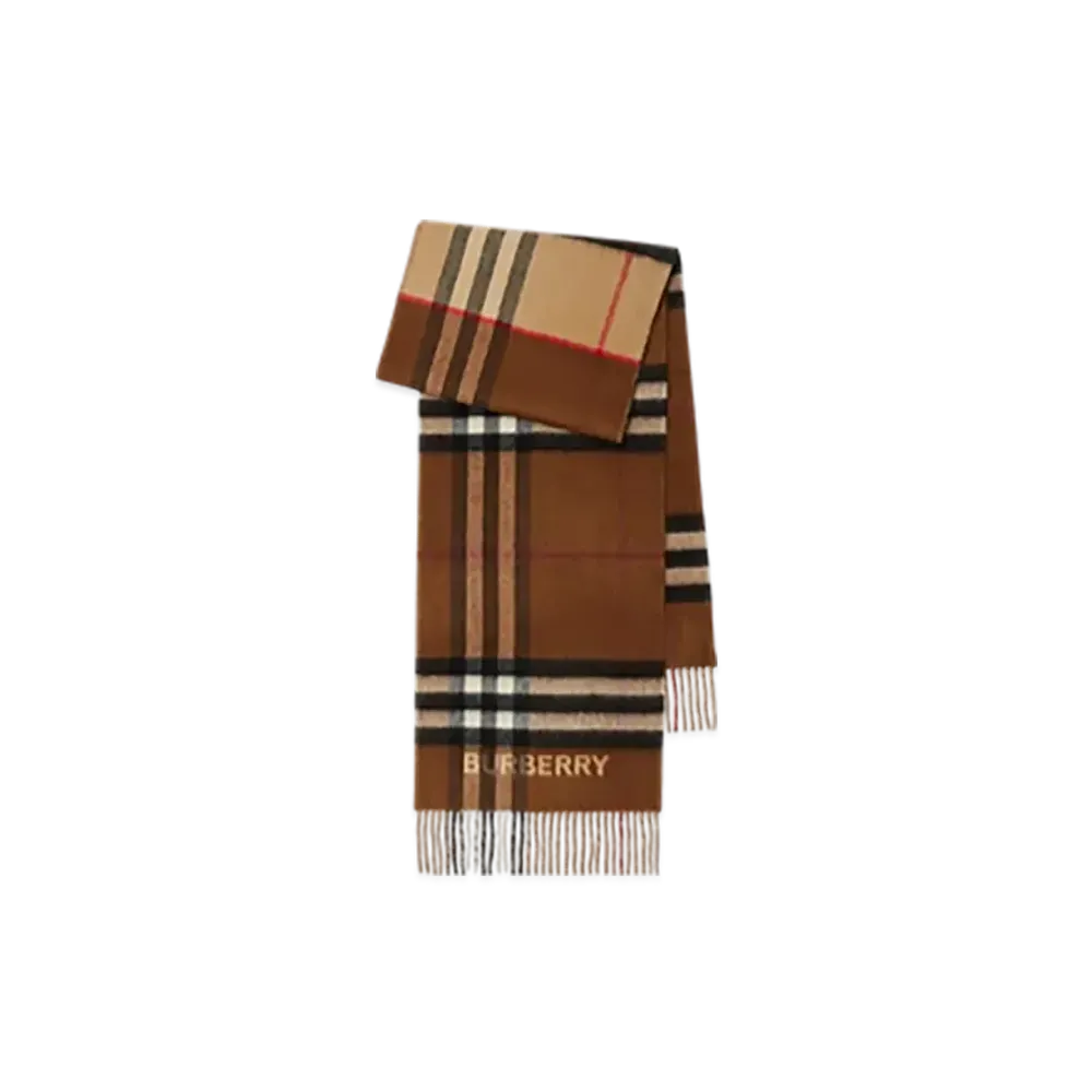 Burberry Contrast Check Cashmere Scarf "Archive Beige/Birch Brown"