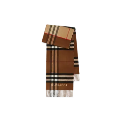 Burberry Contrast Check Cashmere Scarf "Archive Beige/Birch Brown"