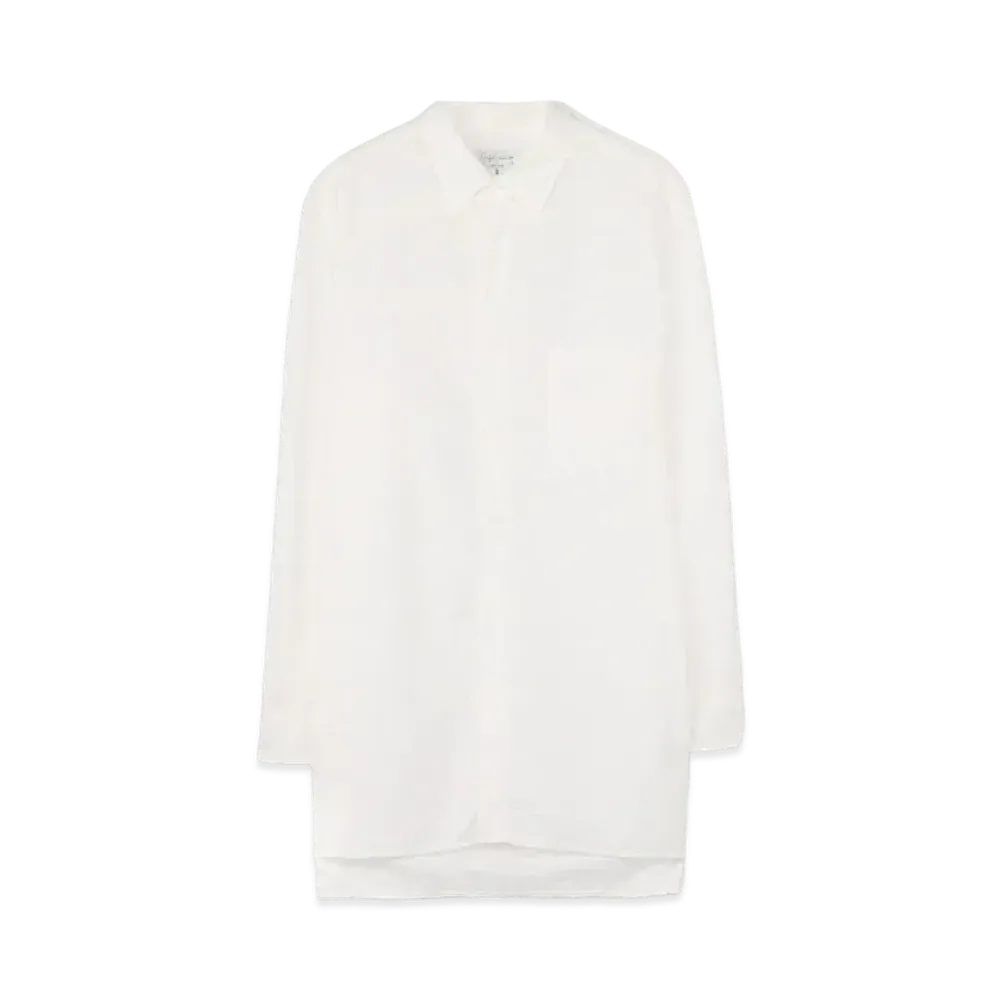 Yohji Yamamoto Pour Homme CHAIN STITCH BROAD BIG BLOUSE "White"