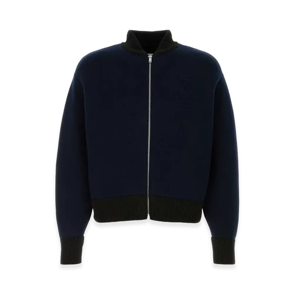 Jil Sander Dark Blue Wool Blend Cardigan "Blue"