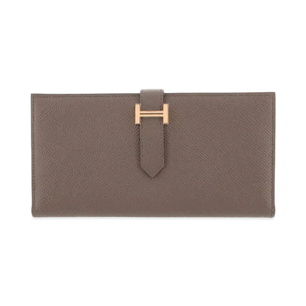 Hermes Bearn Soufflet Vau Epson "Etain/Rose Gold"