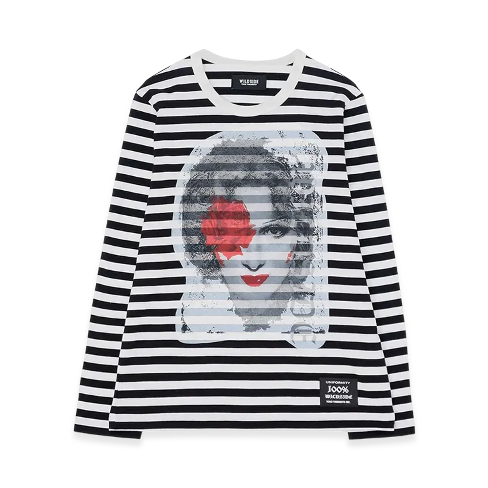 WILDSIDE YOHJI YAMAMOTO Portrait Border T-shirt (Rose) "Black/White"