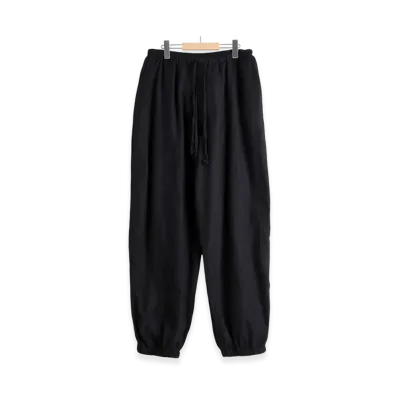 COMOLI Cashmere Silk Garment Dyed Drawstring Pants "Navy"