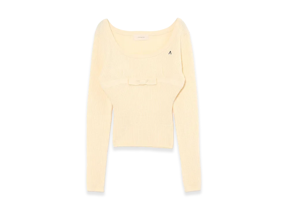 ANDMARY Women's Waffle Ribbon Tops "Ivory"