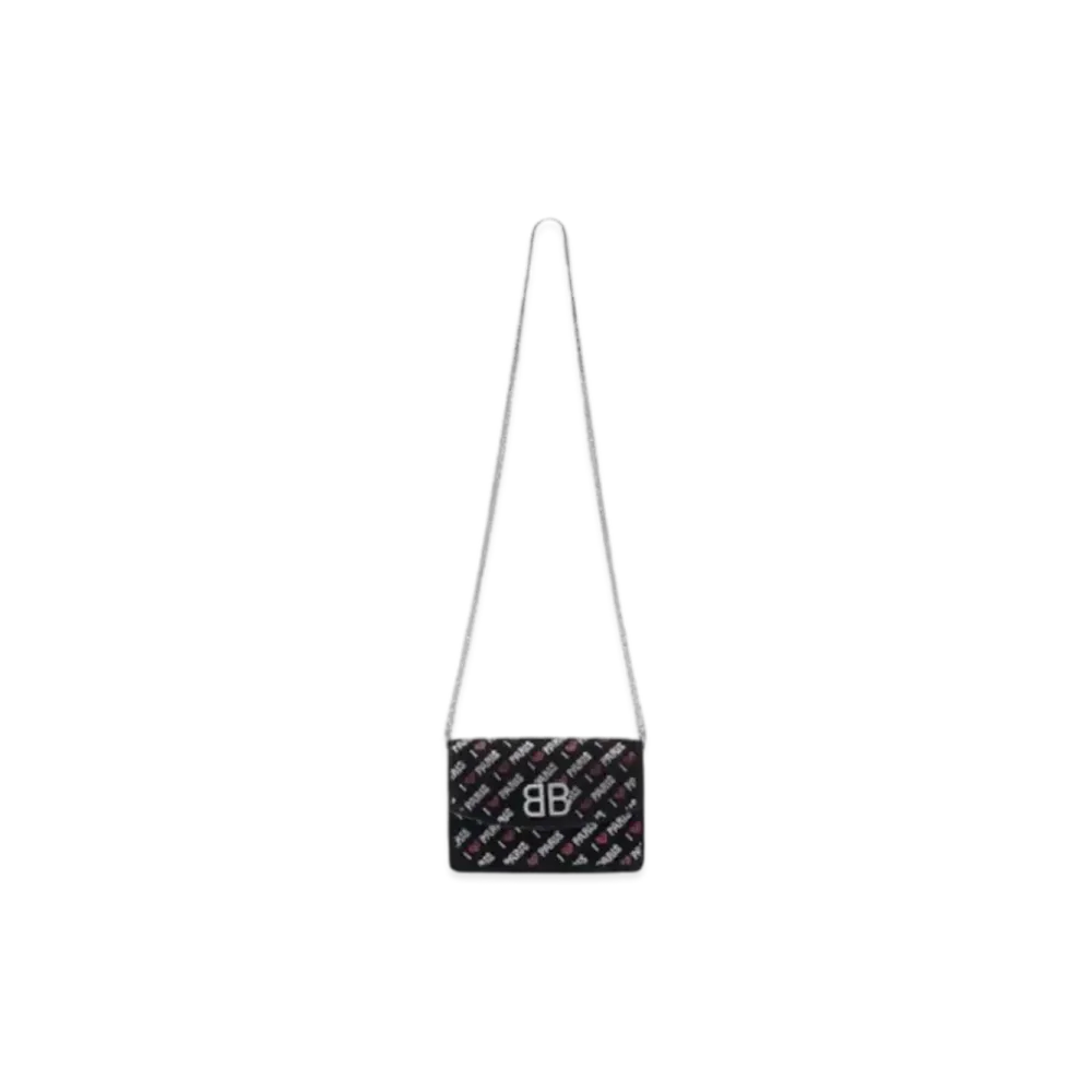 BALENCIAGA Love Paris BB Chain Wallet "Black"