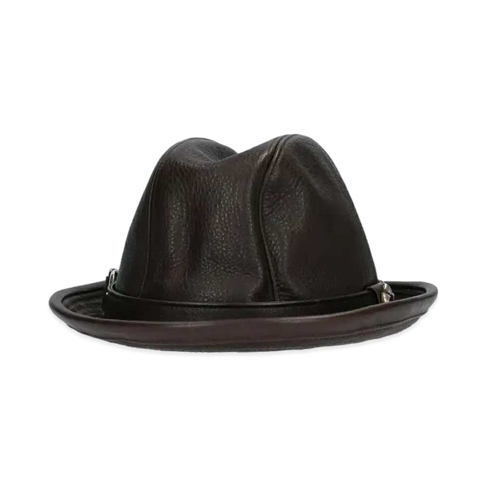 Chrome Hearts Fedora Gunslinger BS Flare Leather Hat "Brown"