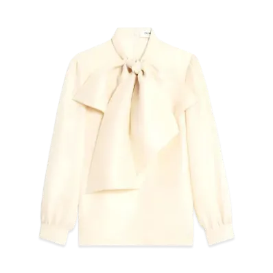 CELINE Blouse With Maxi Bow In Silk "Cream"