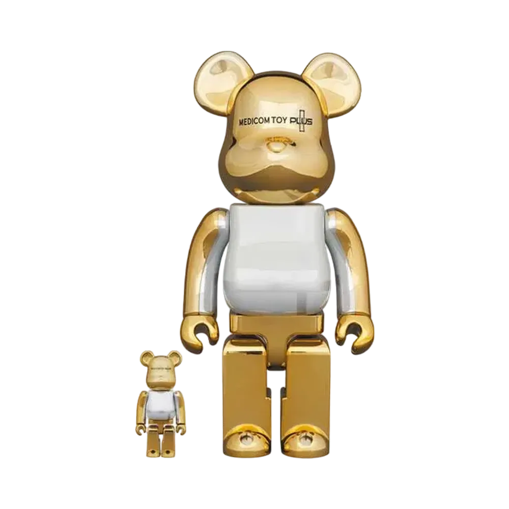 Bearbrick MEDICOM TOY PLUS GOLD CHROME Ver. 100% & 400%
