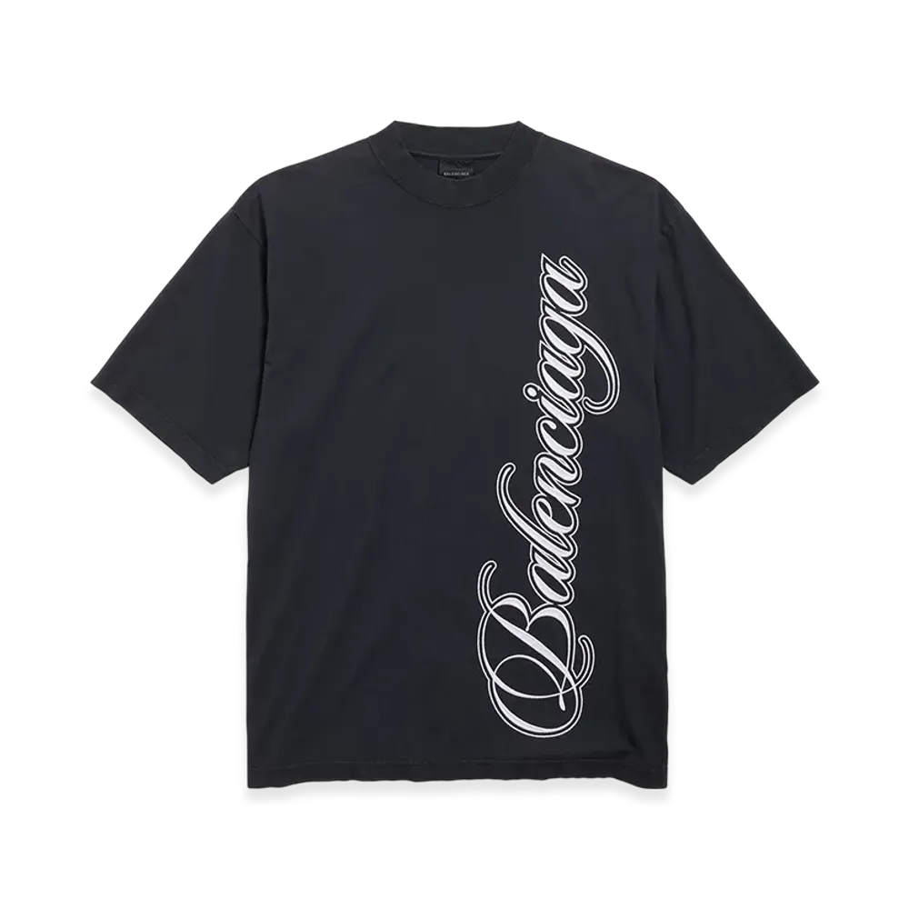 BALENCIAGA Cursive T-Shirt Medium Fit "Black/White"