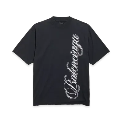BALENCIAGA Cursive T-Shirt Medium Fit "Black/White"
