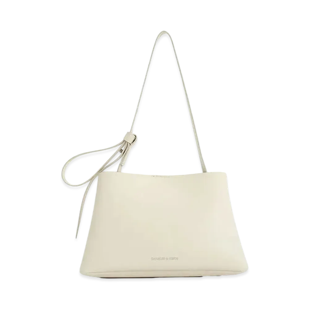 CHARLES & KEITH Odera Trapeze Bucket Bag "Cream"