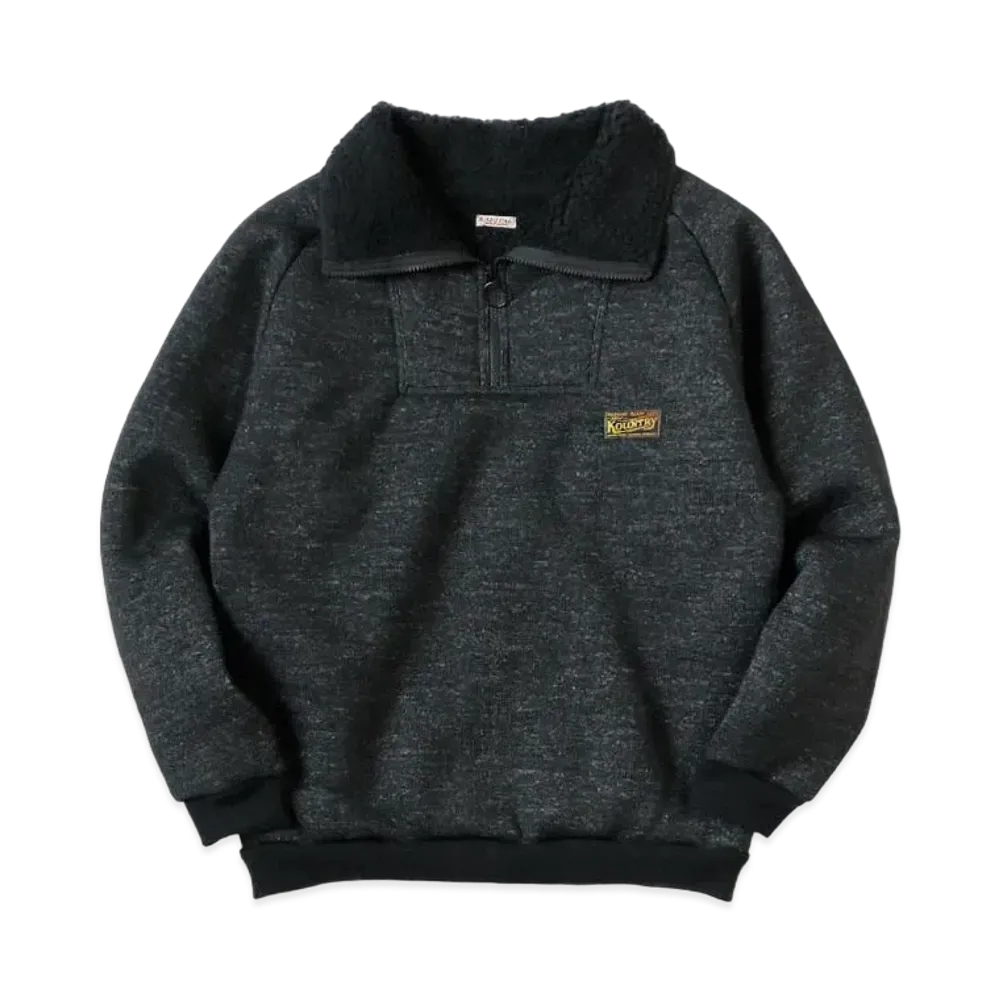 KAPITAL Boa Fleece Zip Alpine Pullover "Black"