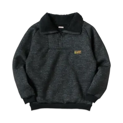 KAPITAL Boa Fleece Zip Alpine Pullover "Black"