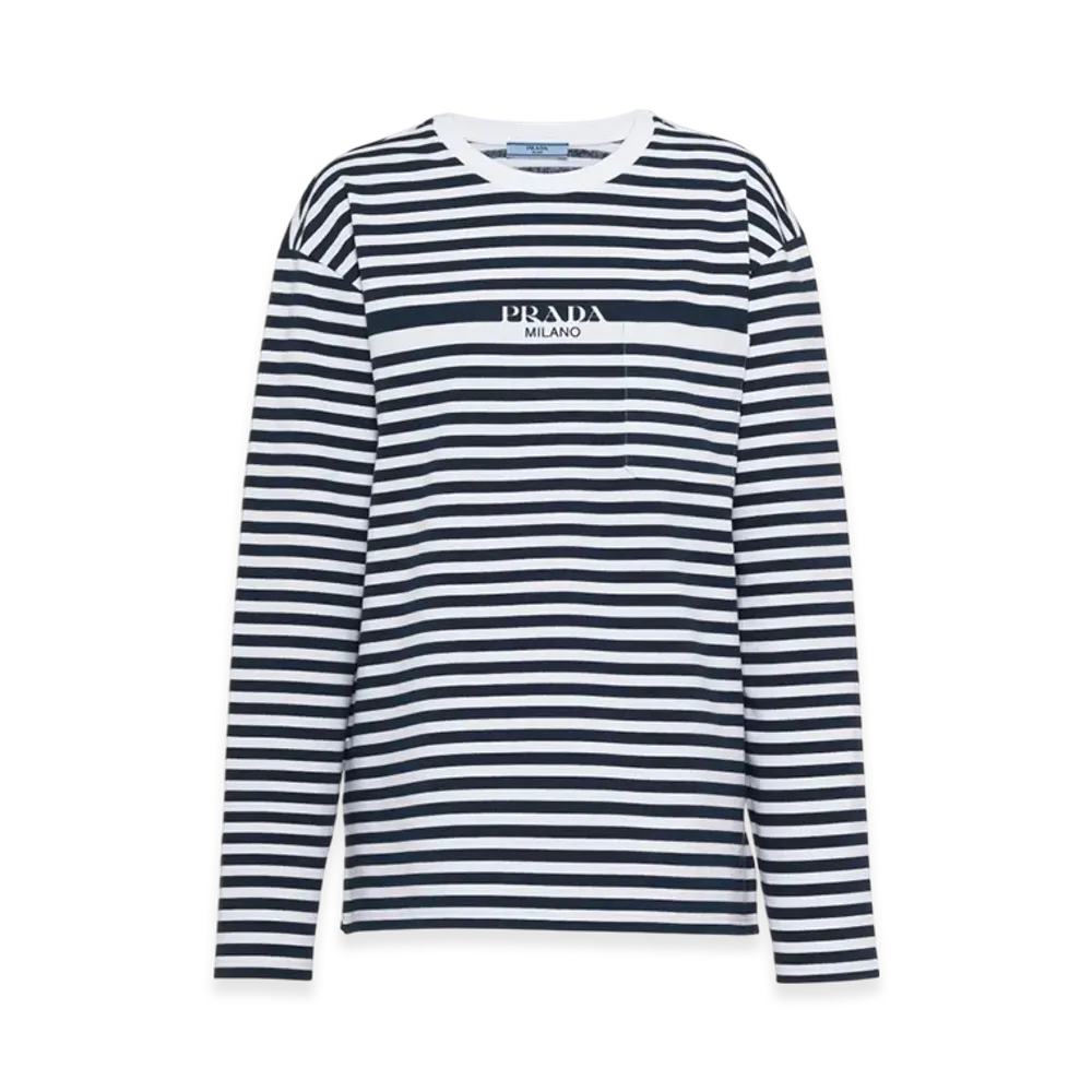 PRADA Women's Printed Jersey T-Shirt "Blue/White"