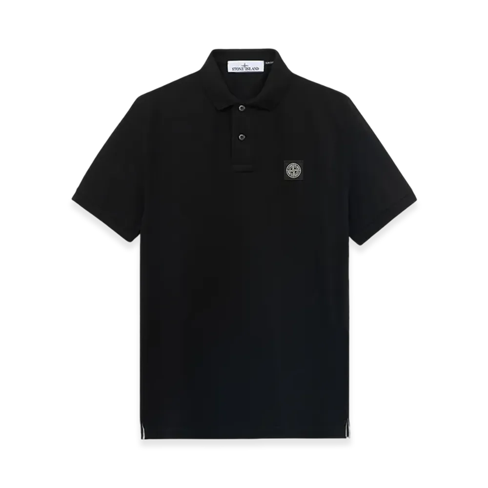 Stone Island 2SC17 Stretch Organic Cotton Pique Slim Fit S/S Polo Shirt - 24FW "Black"