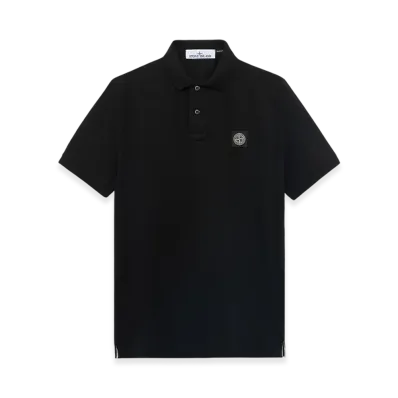 Stone Island 2SC17 Stretch Organic Cotton Pique Slim Fit S/S Polo Shirt - 24FW "Black"