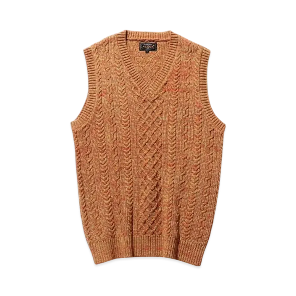 BEAMS Alan Pattern Vest Cotton Cashmere "Orange"