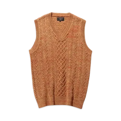 BEAMS Alan Pattern Vest Cotton Cashmere "Orange"