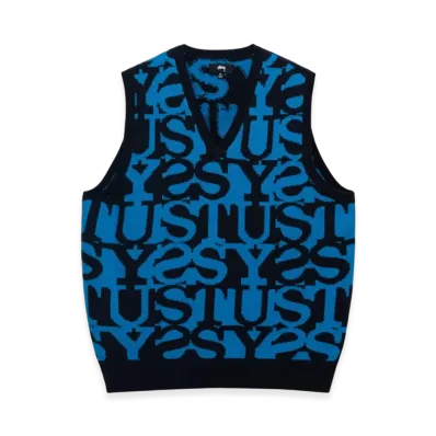 Stussy Stacked Sweater Vest "Dark Navy"