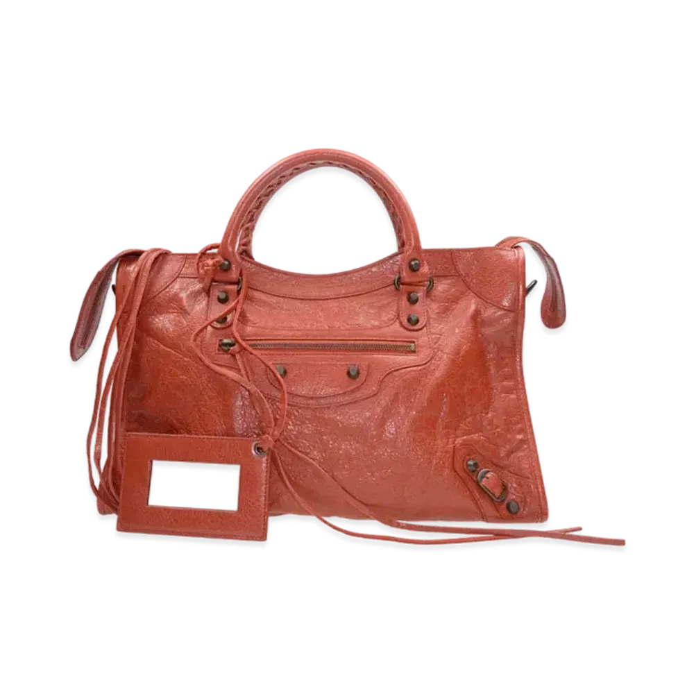 BALENCIAGA Handbag Lambskin "Orange Red"
